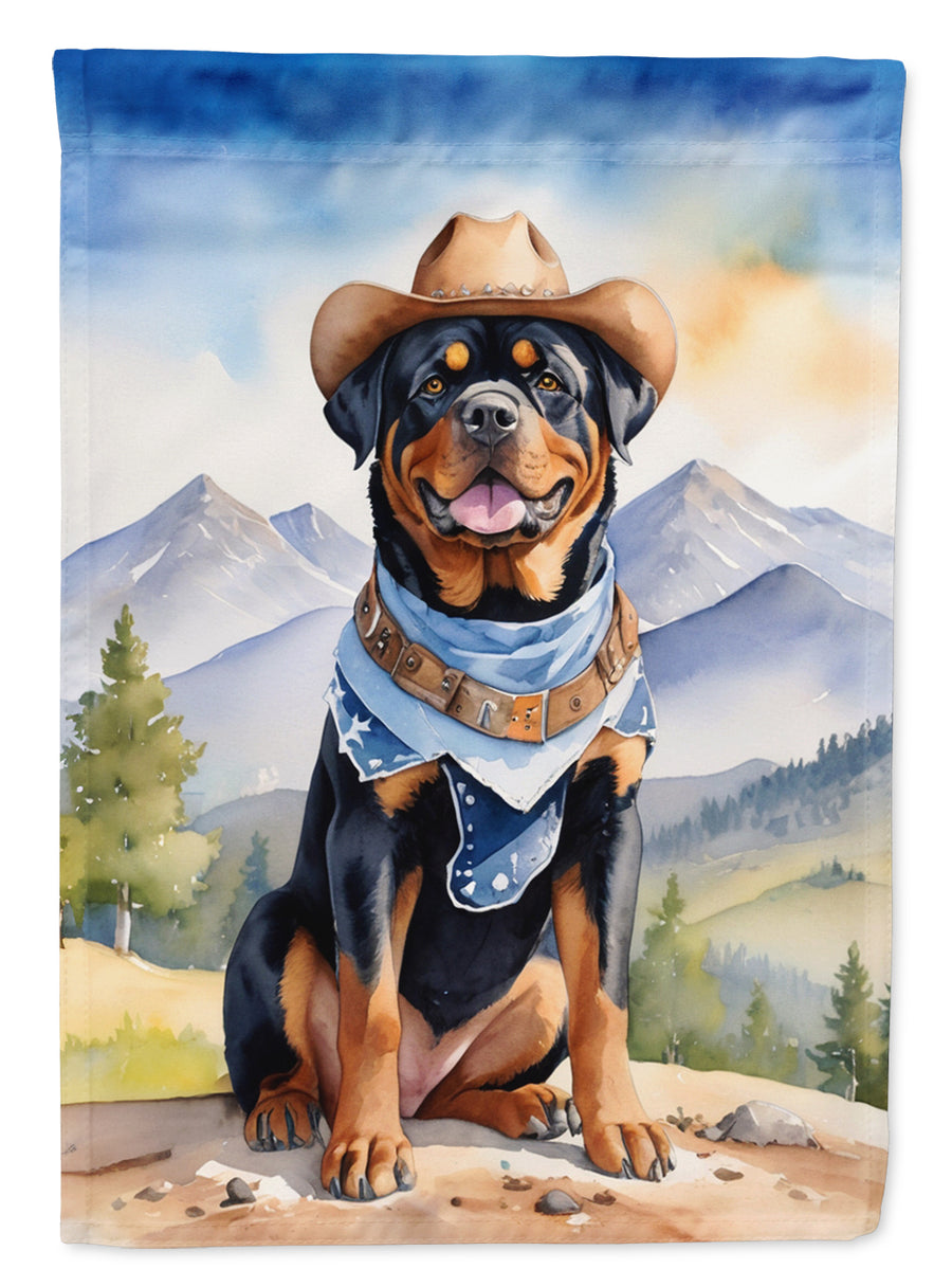 Rottweiler Cowboy Welcome House Flag Image 1