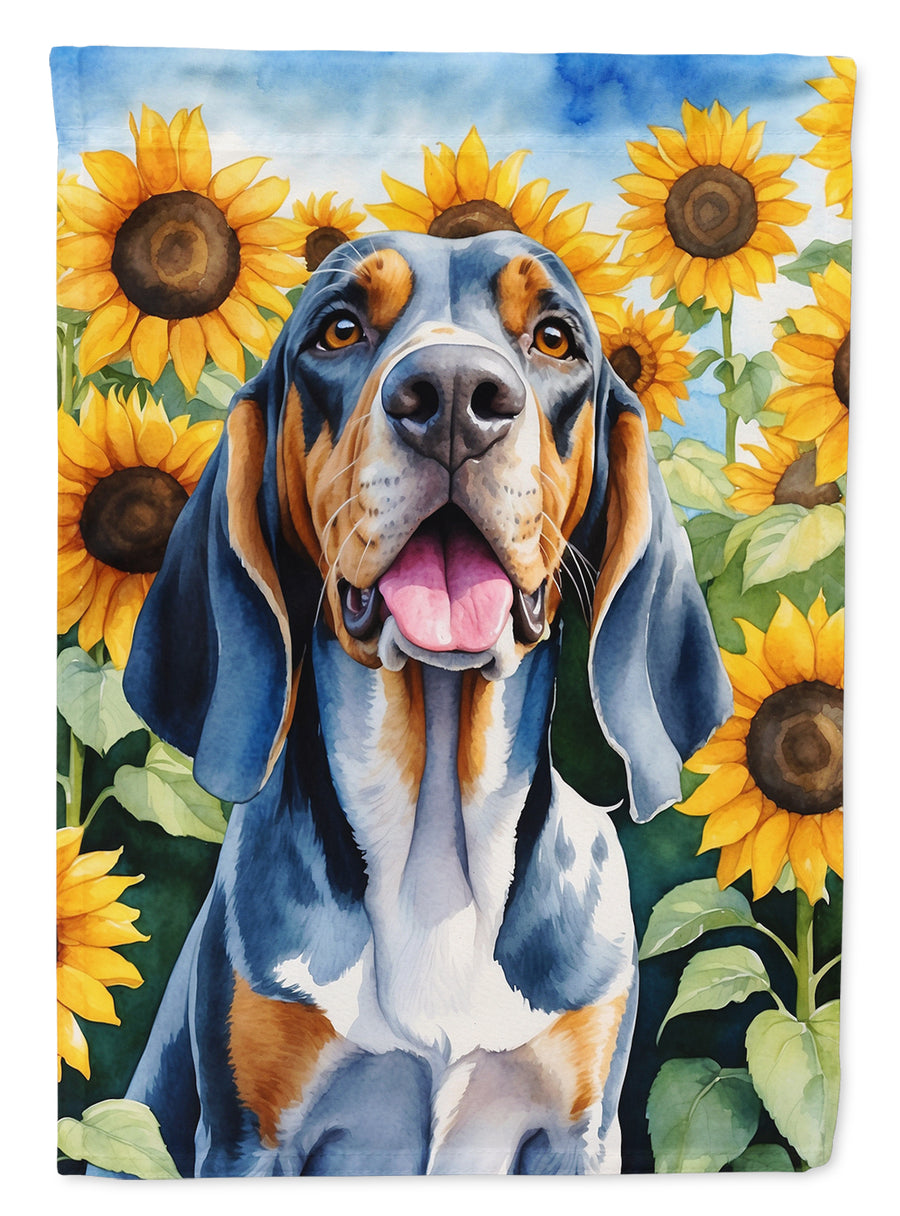 American English Coonhound in Sunflowers House Flag Image 1