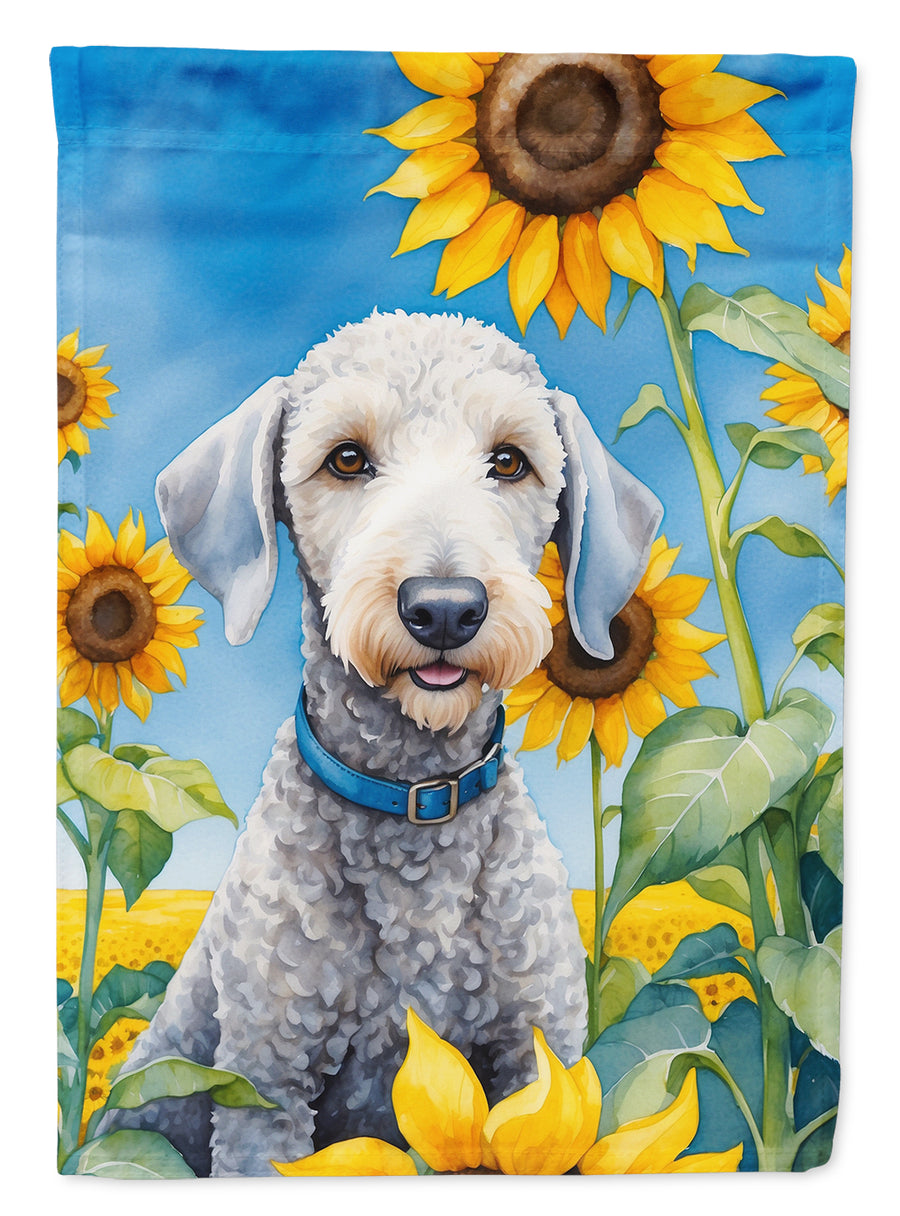 Bedlington Terrier in Sunflowers House Flag Image 1