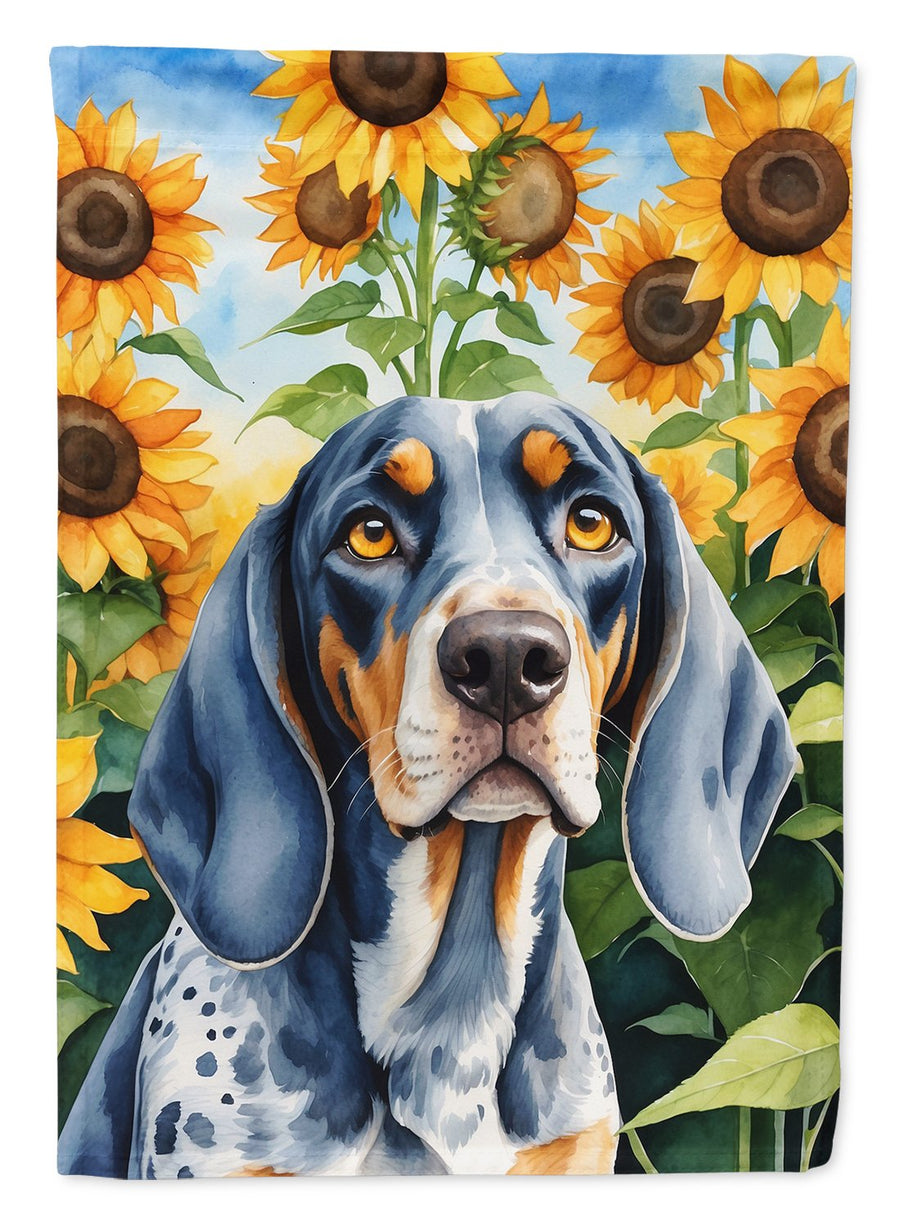 Bluetick Coonhound in Sunflowers House Flag Image 1