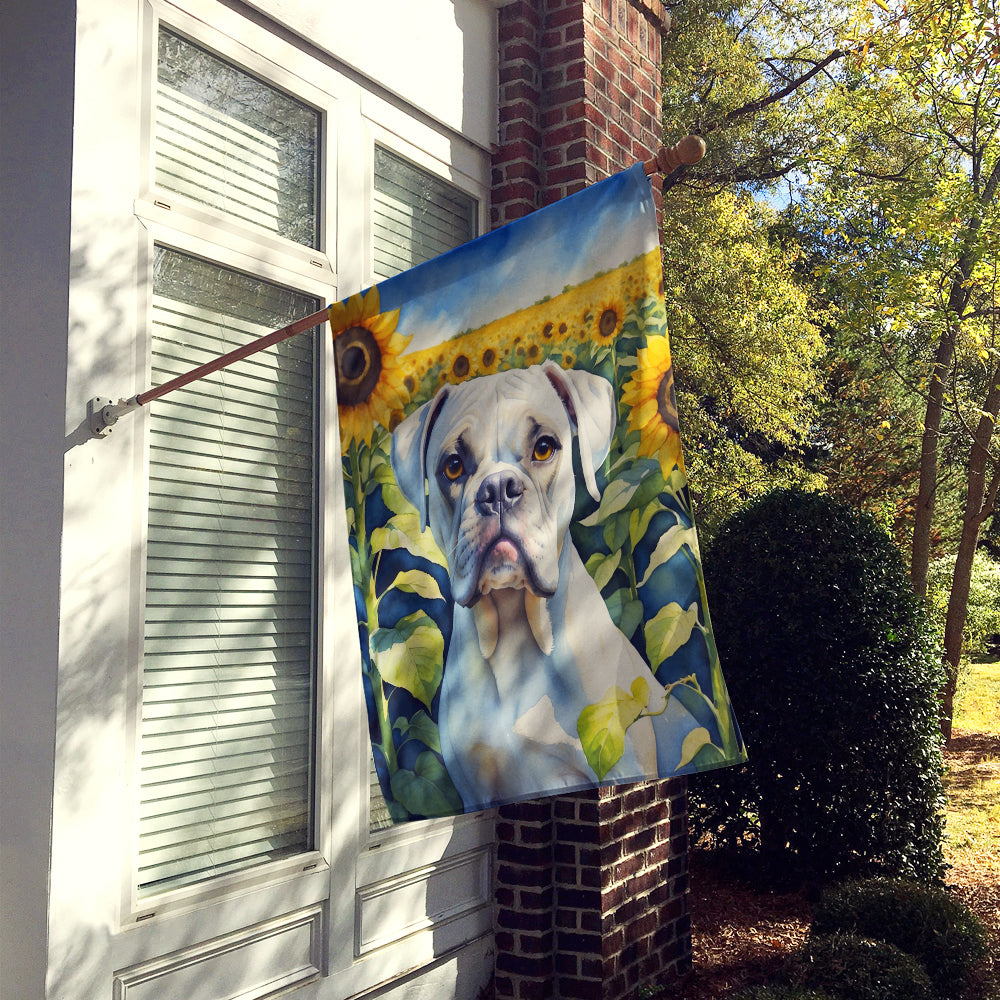 Boxer in Sunflowers House Flag Image 2