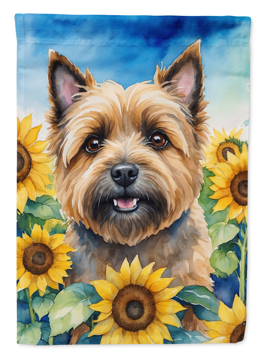 Cairn Terrier in Sunflowers House Flag Image 1