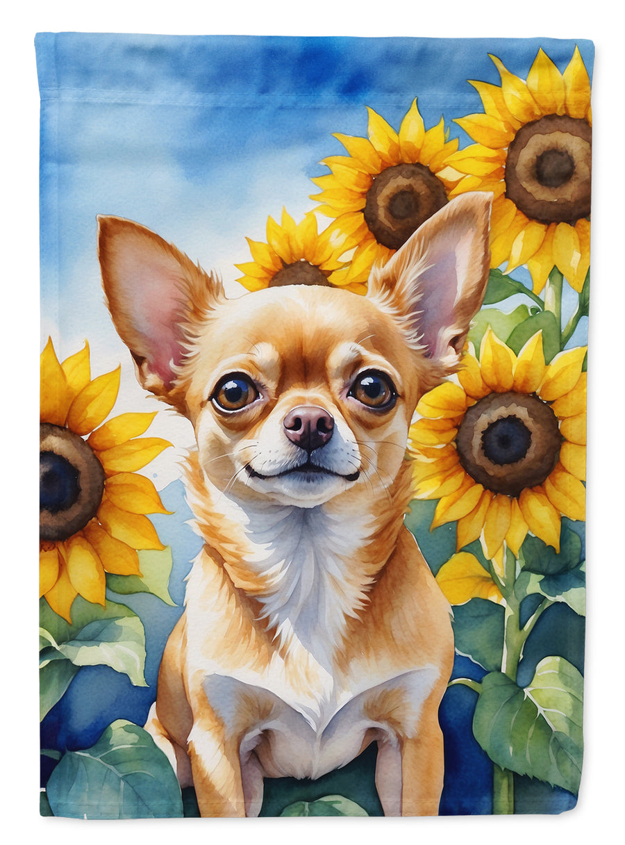 Chihuahua in Sunflowers House Flag Image 1
