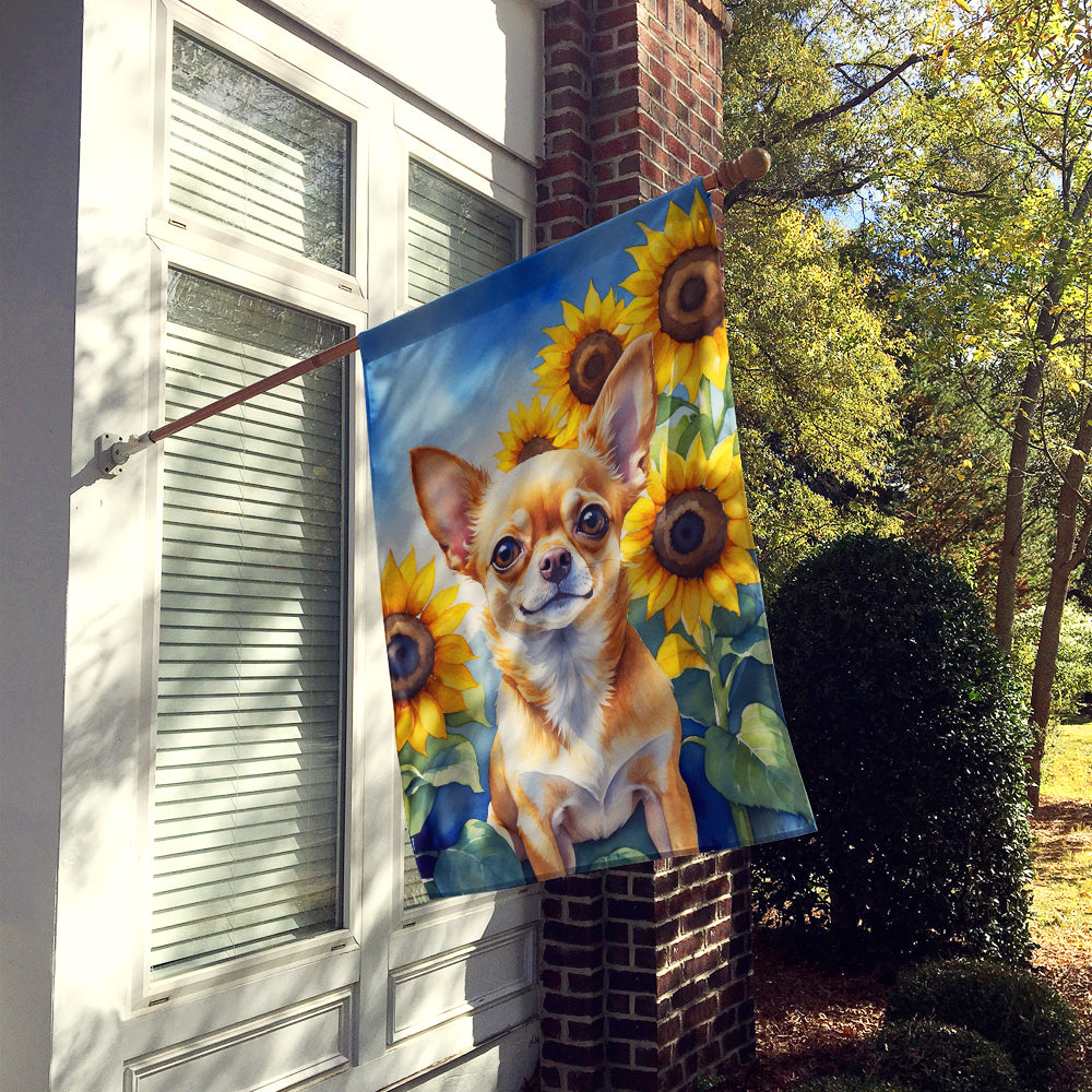 Chihuahua in Sunflowers House Flag Image 2