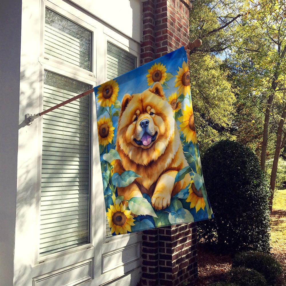 Chow Chow in Sunflowers House Flag Image 2