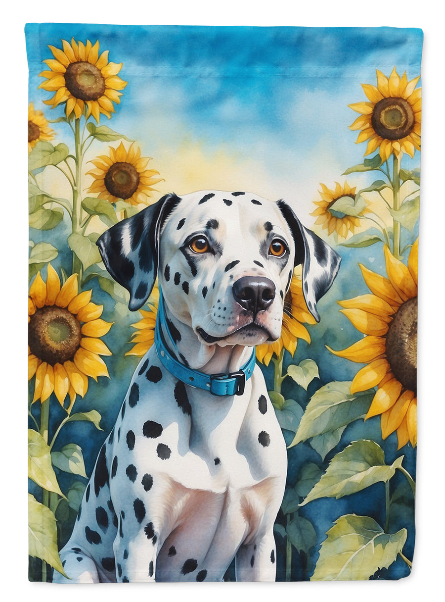 Dalmatian in Sunflowers House Flag Image 1