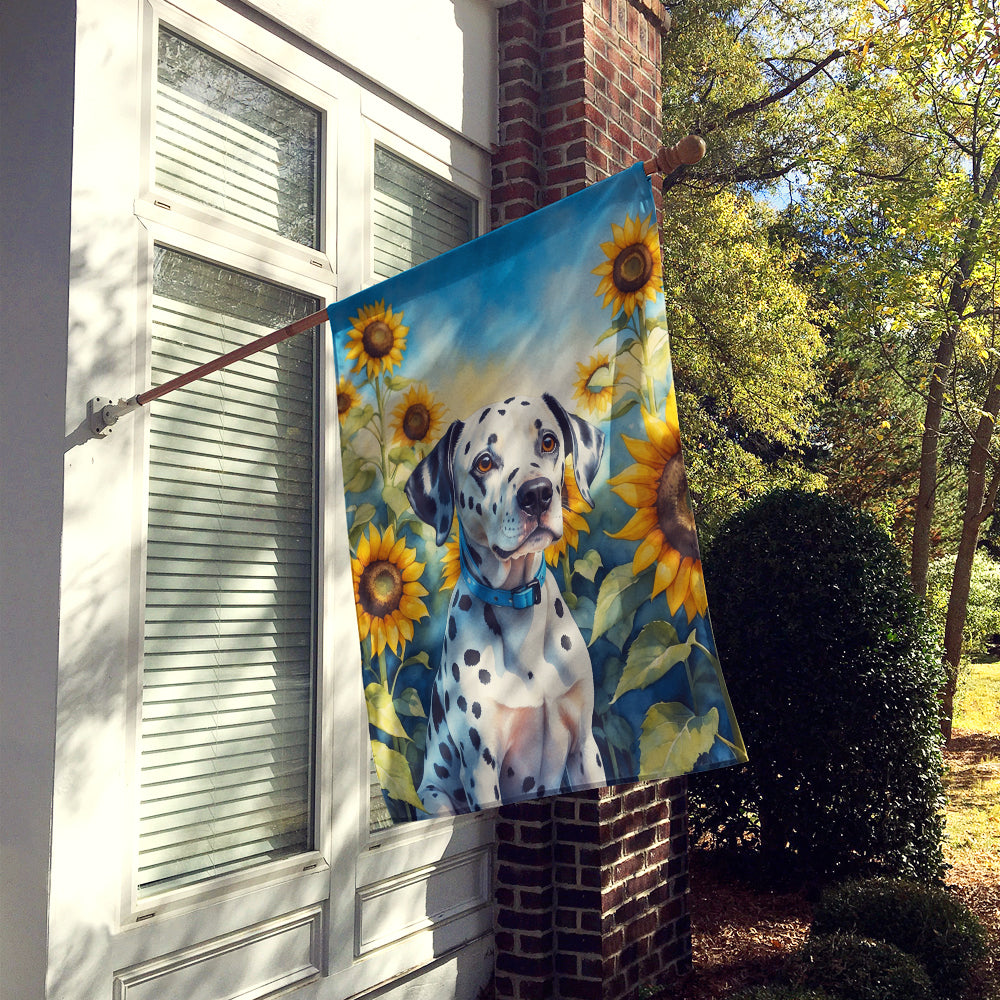 Dalmatian in Sunflowers House Flag Image 2
