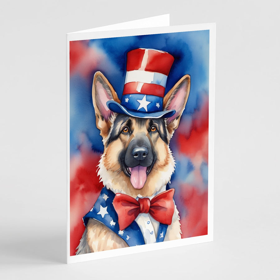 German Shepherd Patriotic American Greeting Cards Pack of 8 Image 1