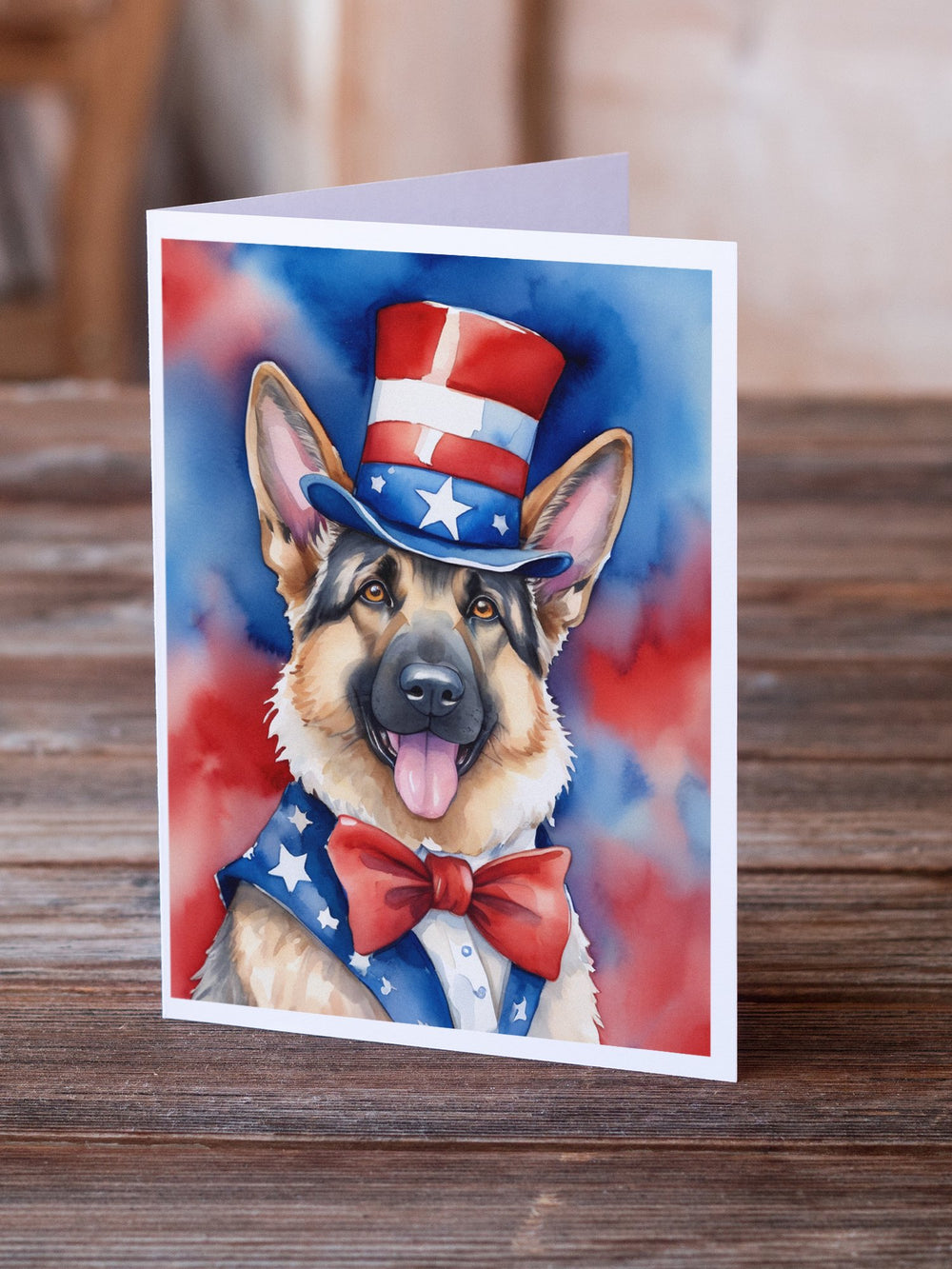 German Shepherd Patriotic American Greeting Cards Pack of 8 Image 2