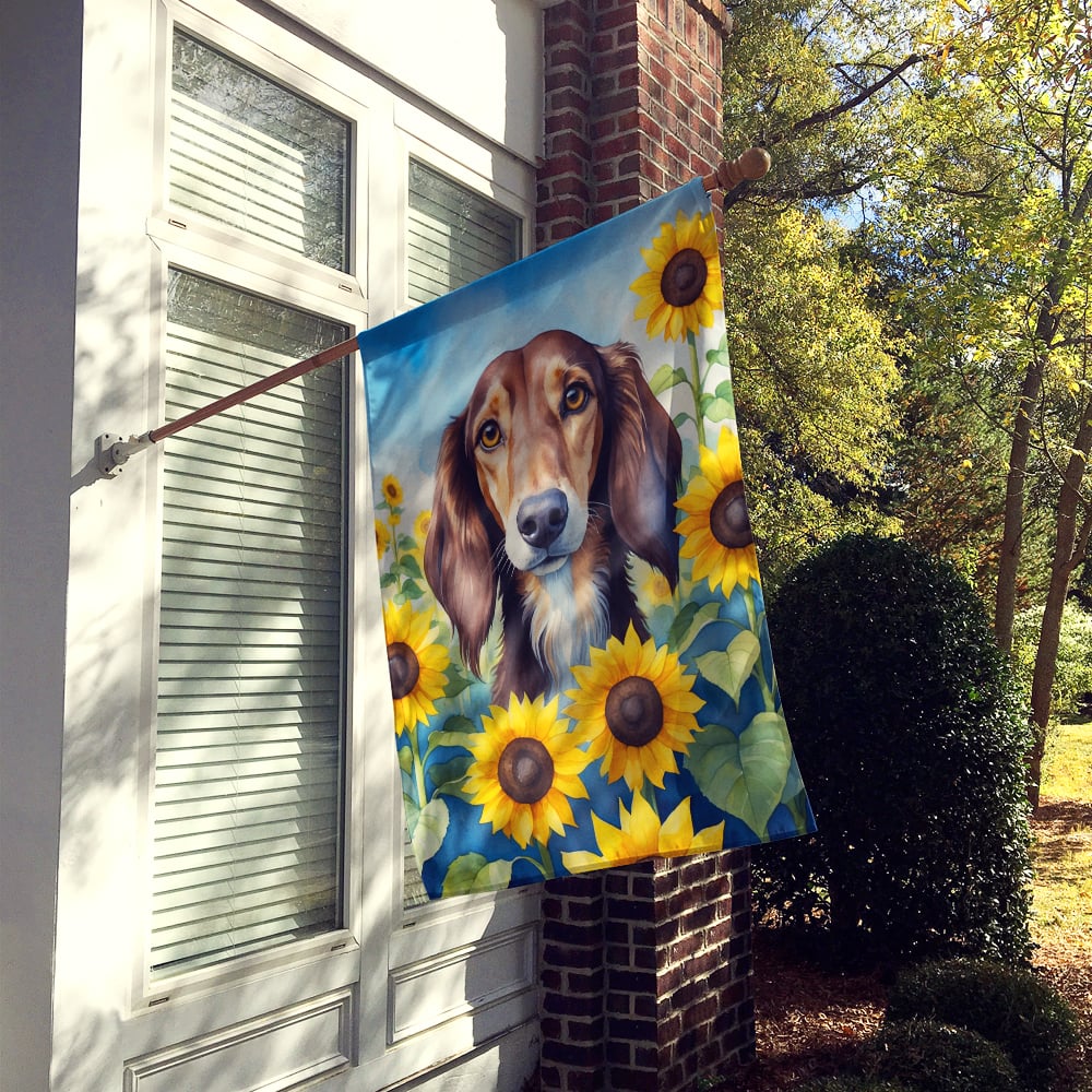 Saluki in Sunflowers House Flag Image 2