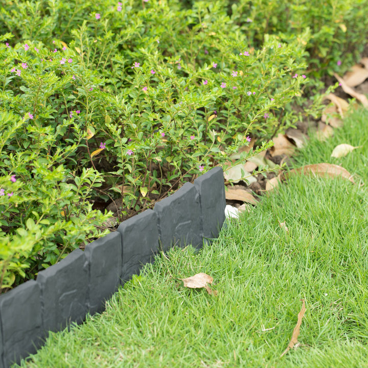 Cobbled Stone Outdoor Lawn Edging Gate 10pk Interlocking Stakes Image 9