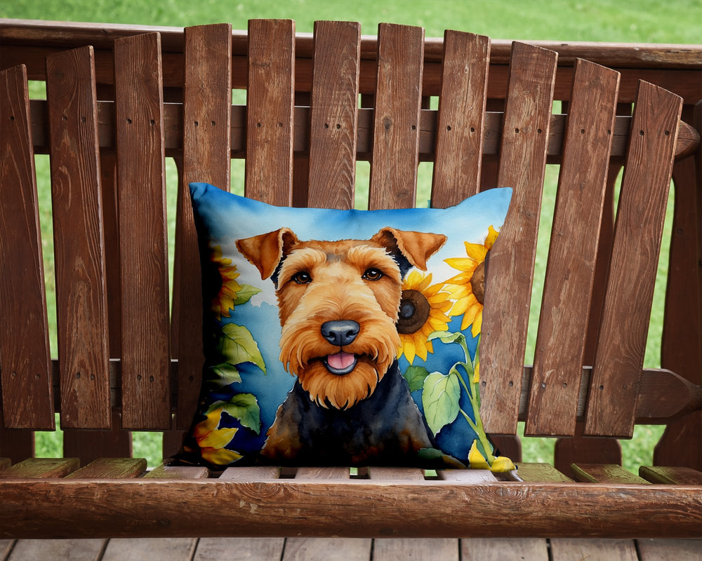 Airedale Terrier in Sunflowers Throw Pillow Image 2