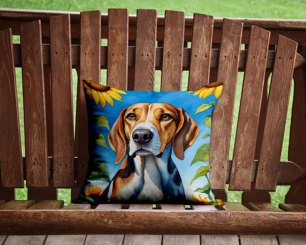 American Foxhound in Sunflowers Throw Pillow Image 2