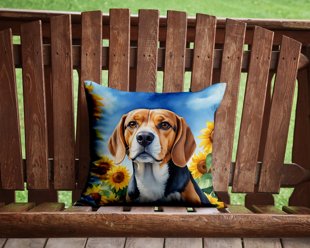 Beagle in Sunflowers Throw Pillow Image 2