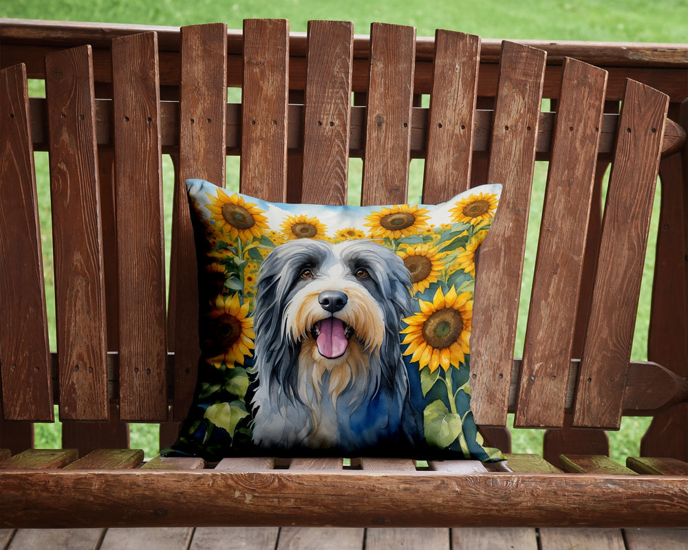 Bearded Collie in Sunflowers Throw Pillow Image 2