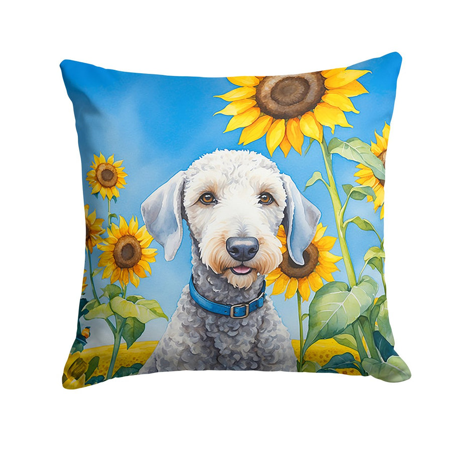 Bedlington Terrier in Sunflowers Throw Pillow Image 1