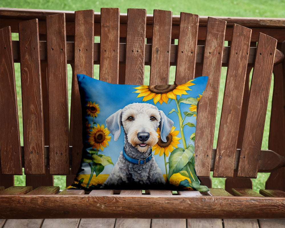 Bedlington Terrier in Sunflowers Throw Pillow Image 2