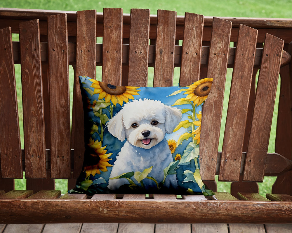 Bichon Frise in Sunflowers Throw Pillow Image 2
