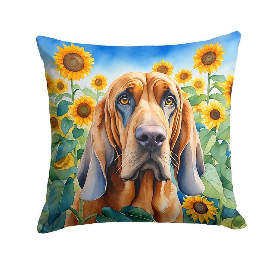 Bloodhound in Sunflowers Throw Pillow Image 1