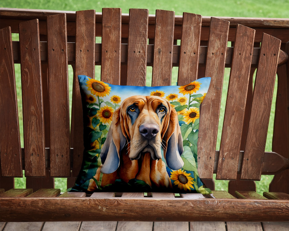 Bloodhound in Sunflowers Throw Pillow Image 2
