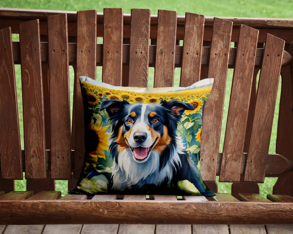 Border Collie in Sunflowers Throw Pillow Image 2