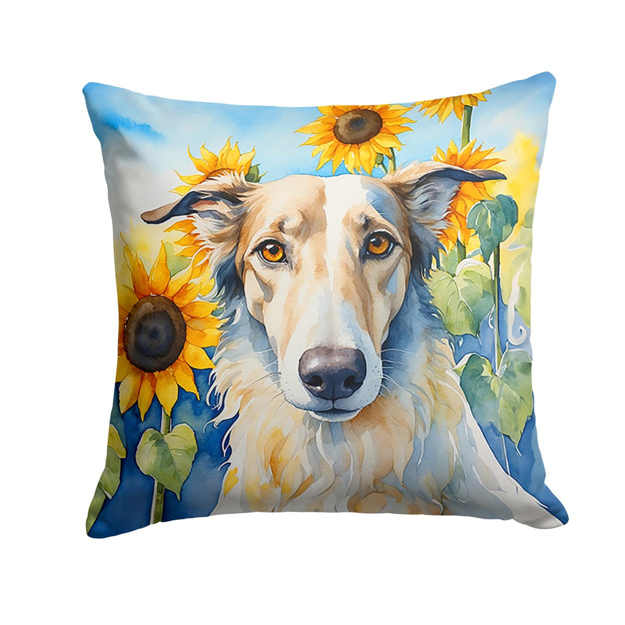 Borzoi in Sunflowers Throw Pillow Image 1