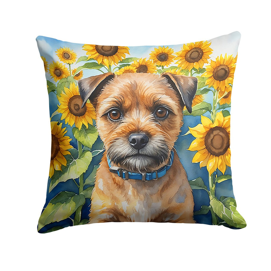 Border Terrier in Sunflowers Throw Pillow Image 1