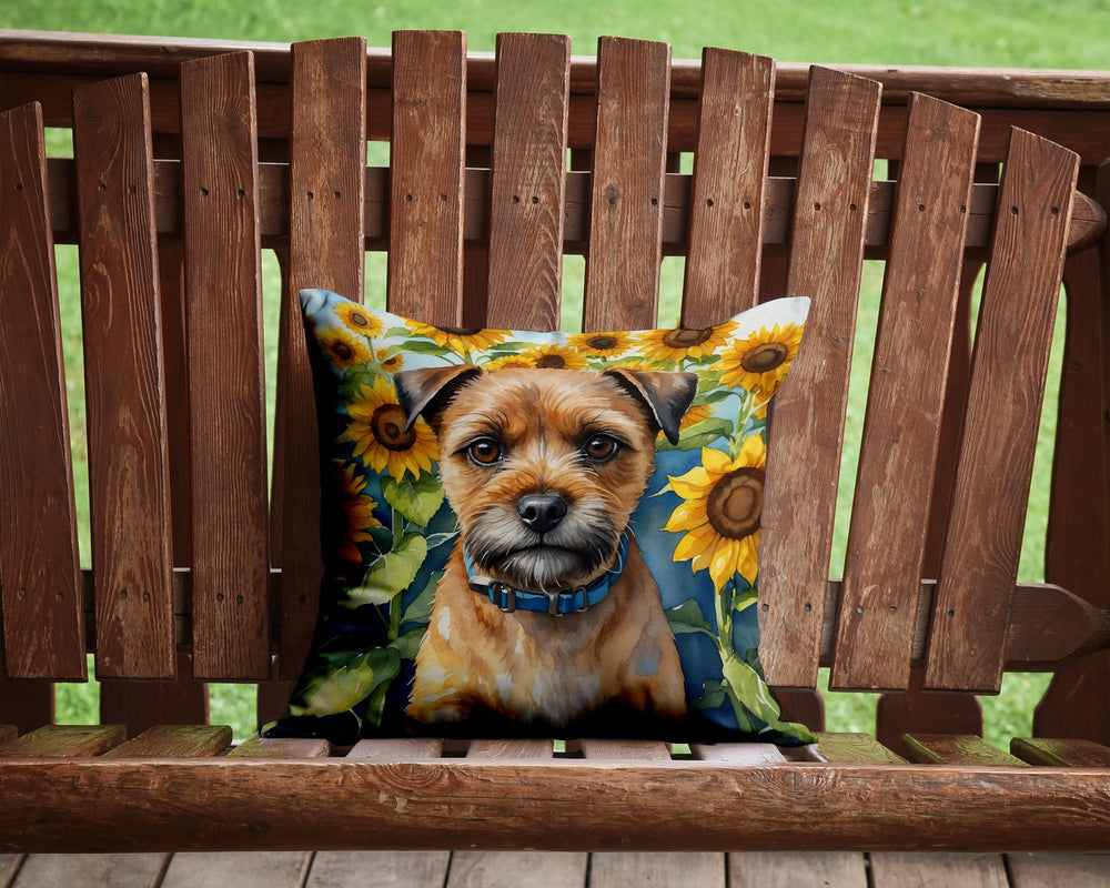 Border Terrier in Sunflowers Throw Pillow Image 2
