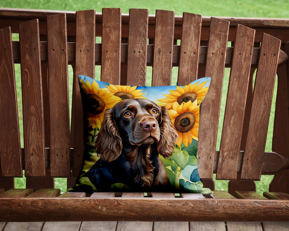Boykin Spaniel in Sunflowers Throw Pillow Image 2