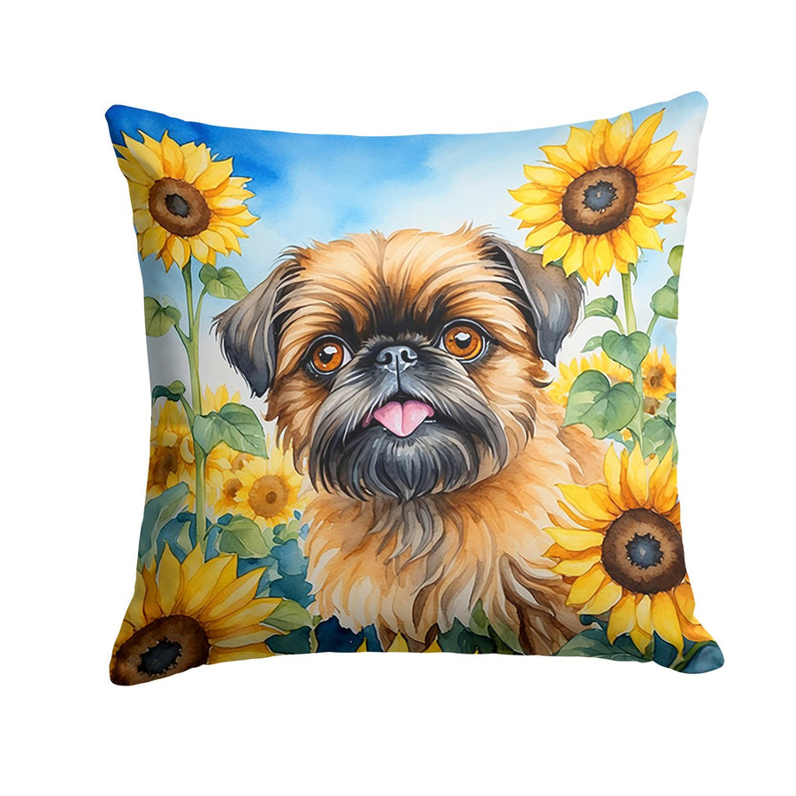 Brussels Griffon in Sunflowers Throw Pillow Image 1