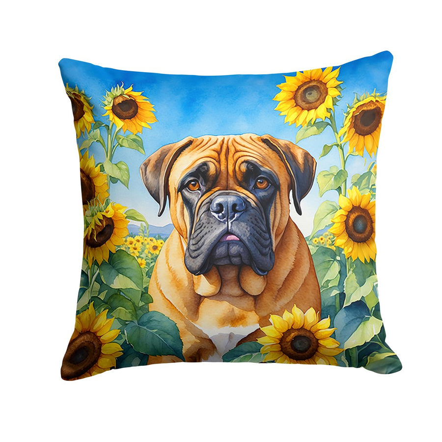 Bullmastiff in Sunflowers Throw Pillow Image 1