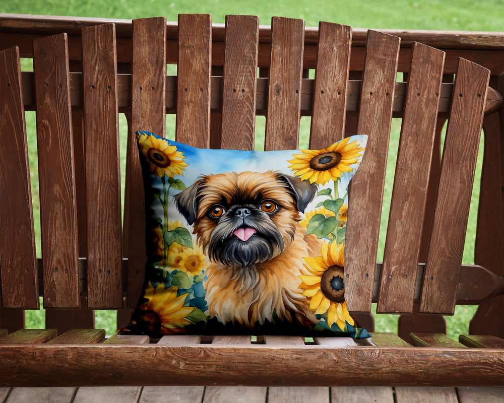 Brussels Griffon in Sunflowers Throw Pillow Image 2