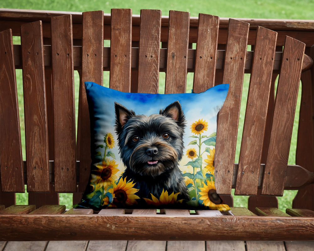 Cairn Terrier in Sunflowers Throw Pillow Image 2