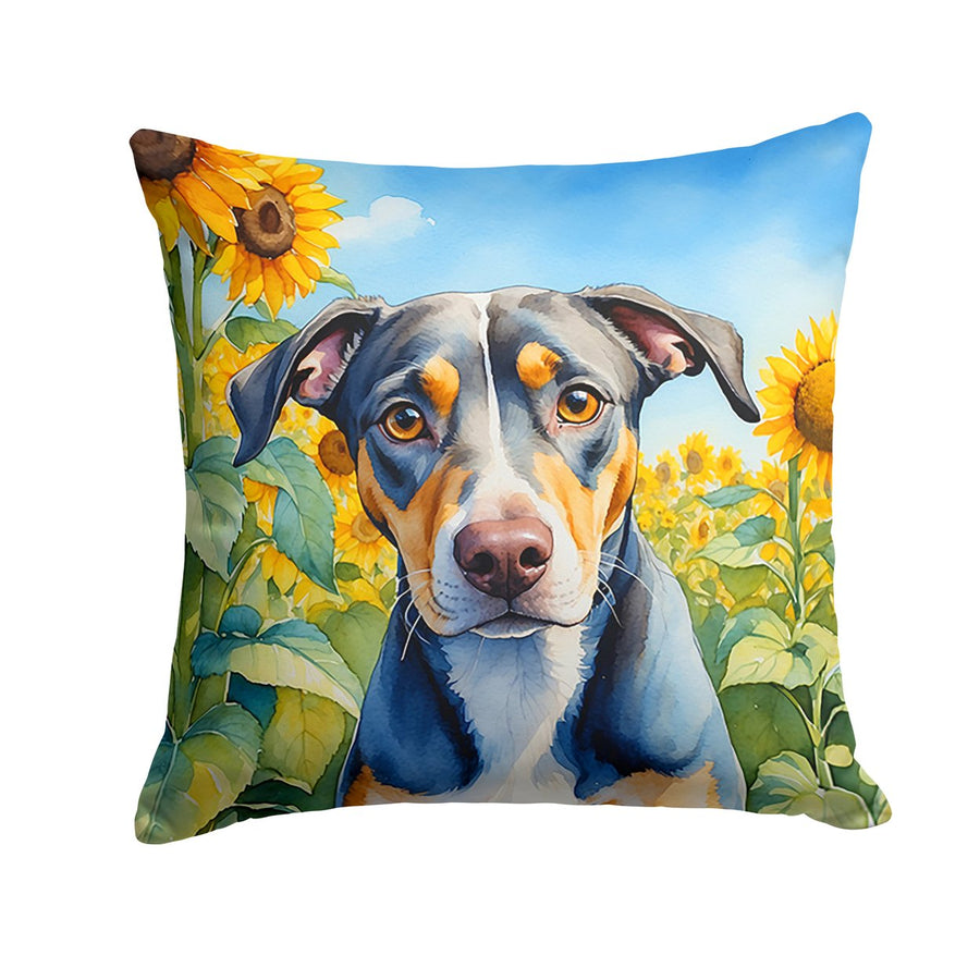 Catahoula in Sunflowers Throw Pillow Image 1