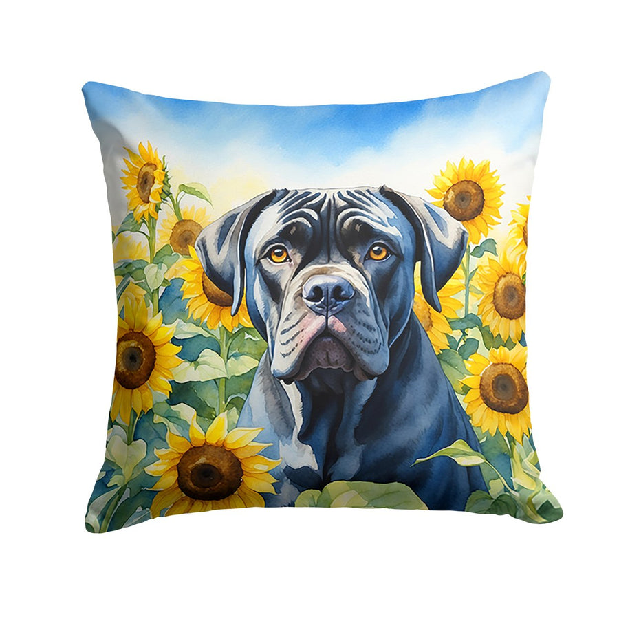 Cane Corso in Sunflowers Throw Pillow Image 1
