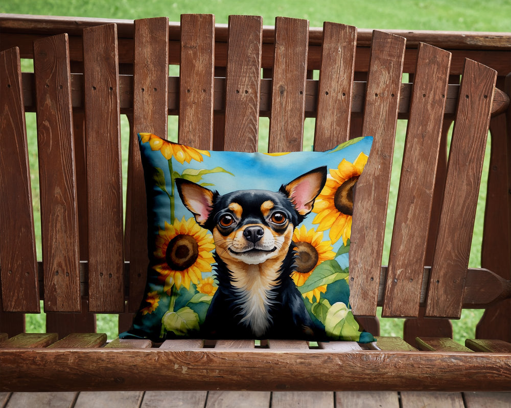 Chihuahua in Sunflowers Throw Pillow Image 2