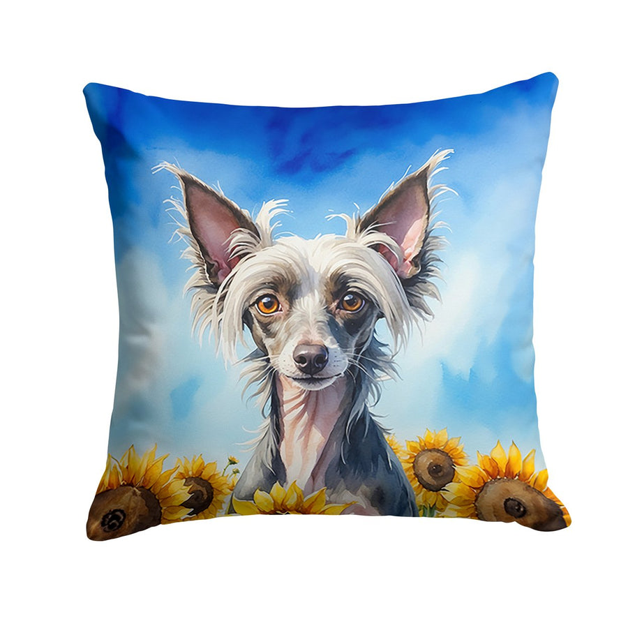Chinese Crested in Sunflowers Throw Pillow Image 1