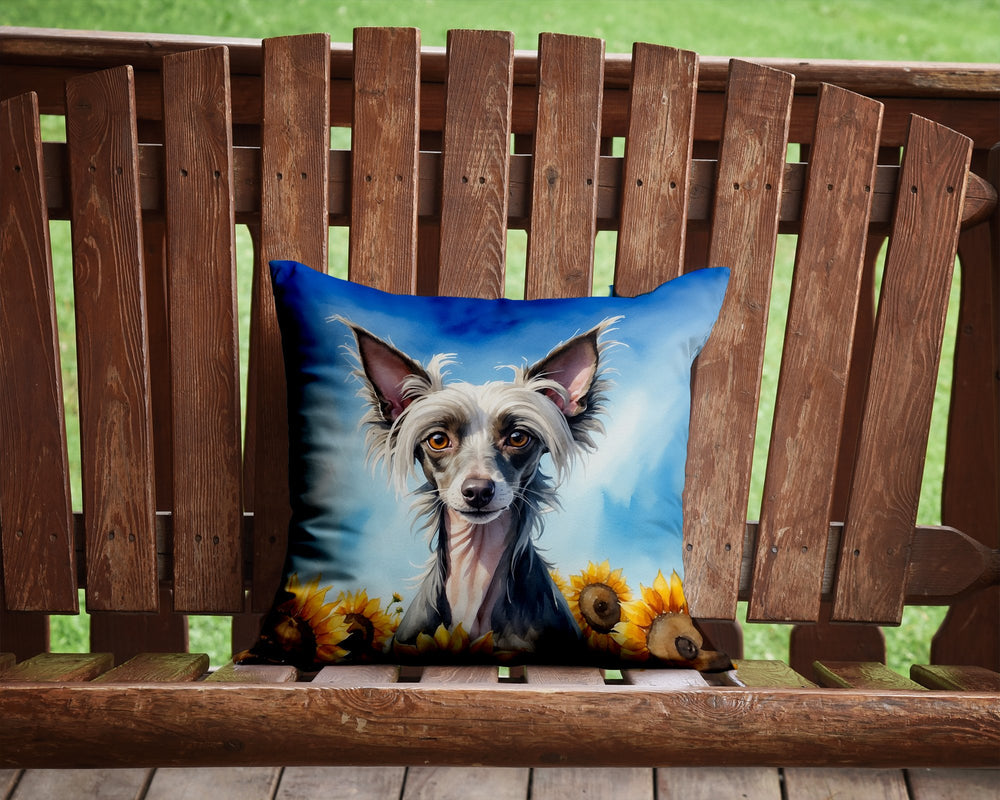 Chinese Crested in Sunflowers Throw Pillow Image 2