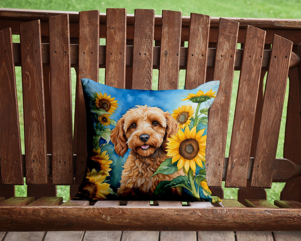 Cockapoo in Sunflowers Throw Pillow Image 2