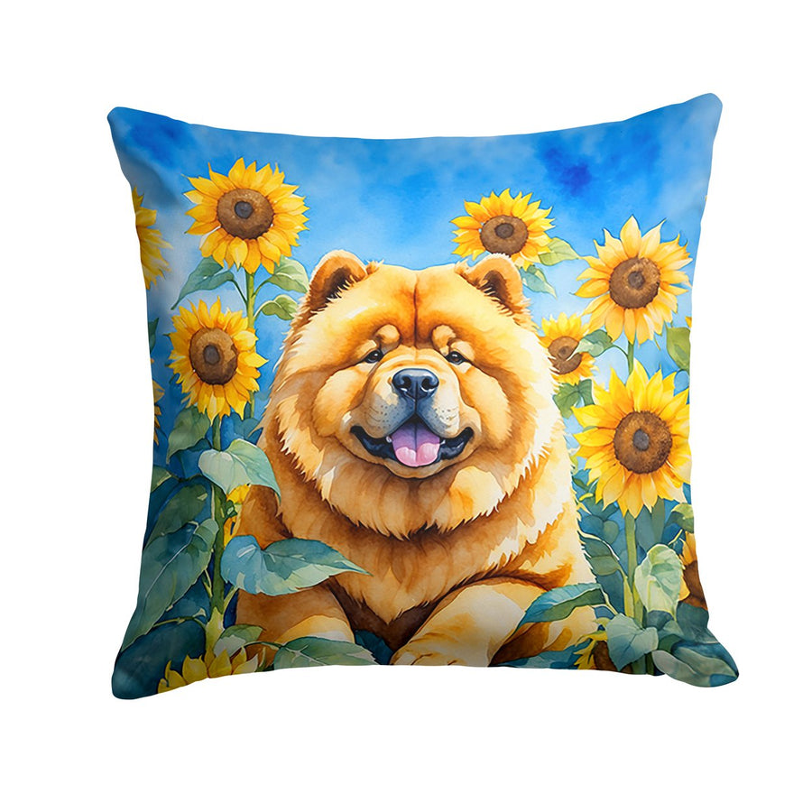 Chow Chow in Sunflowers Throw Pillow Image 1