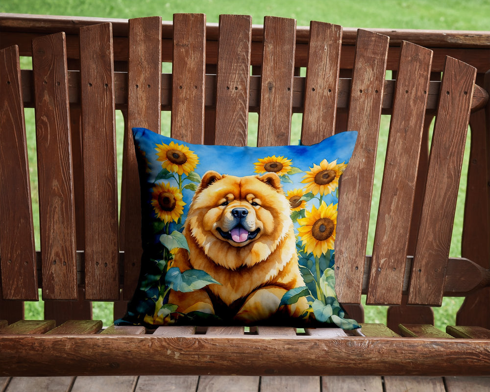 Chow Chow in Sunflowers Throw Pillow Image 2