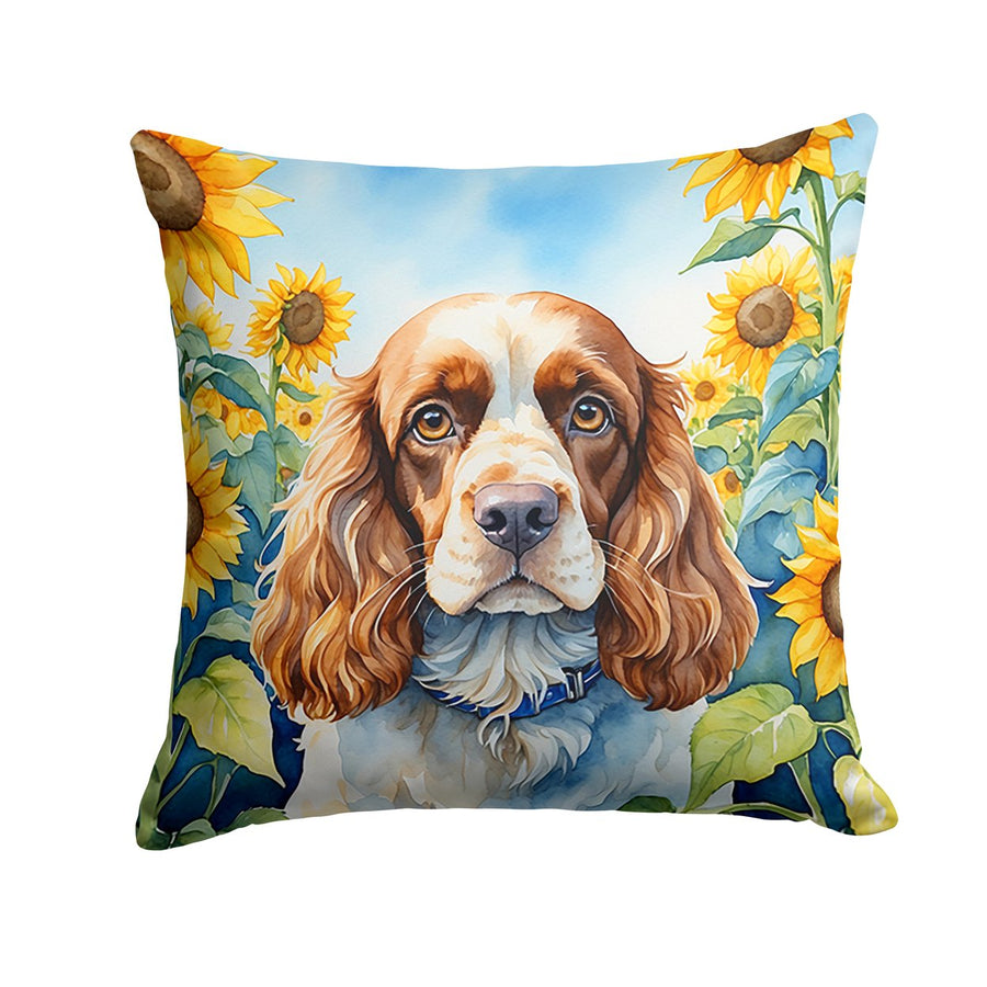 Cocker Spaniel in Sunflowers Throw Pillow Image 1