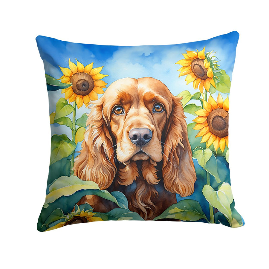 Cocker Spaniel in Sunflowers Throw Pillow Image 1