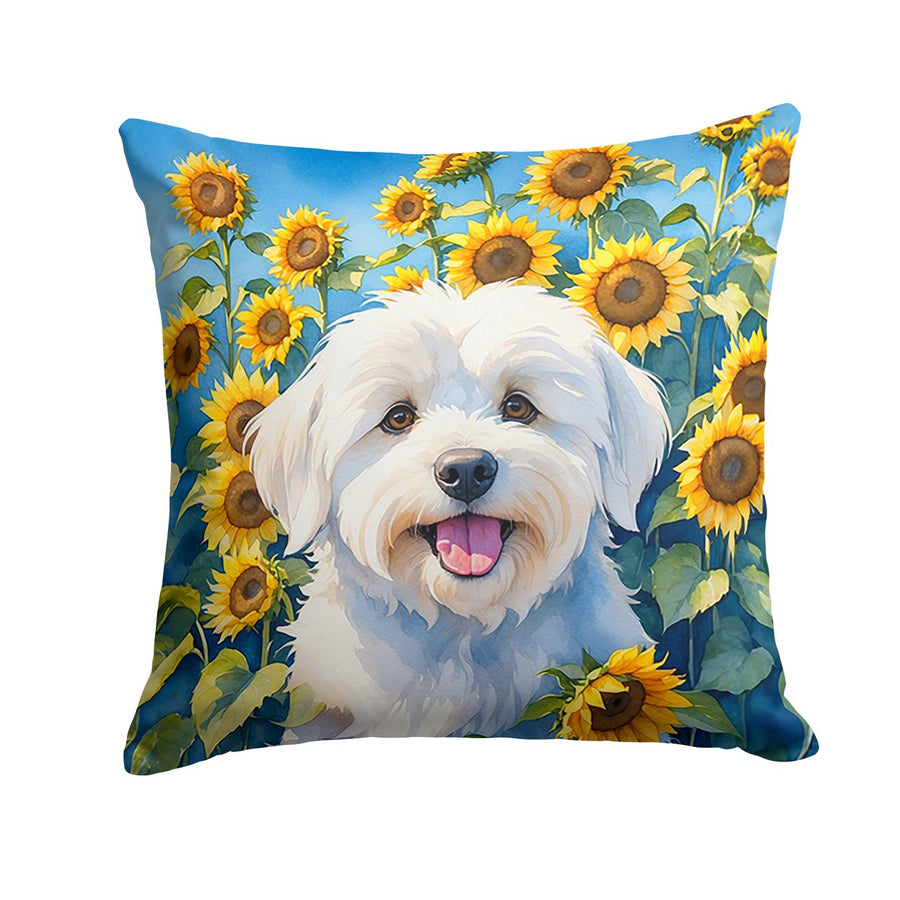 Coton de Tulear in Sunflowers Throw Pillow Image 1