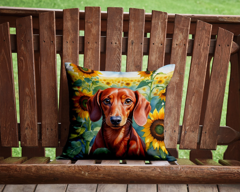 Dachshund in Sunflowers Throw Pillow Image 2
