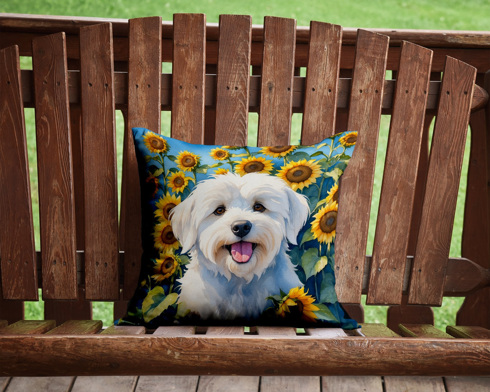 Coton de Tulear in Sunflowers Throw Pillow Image 2