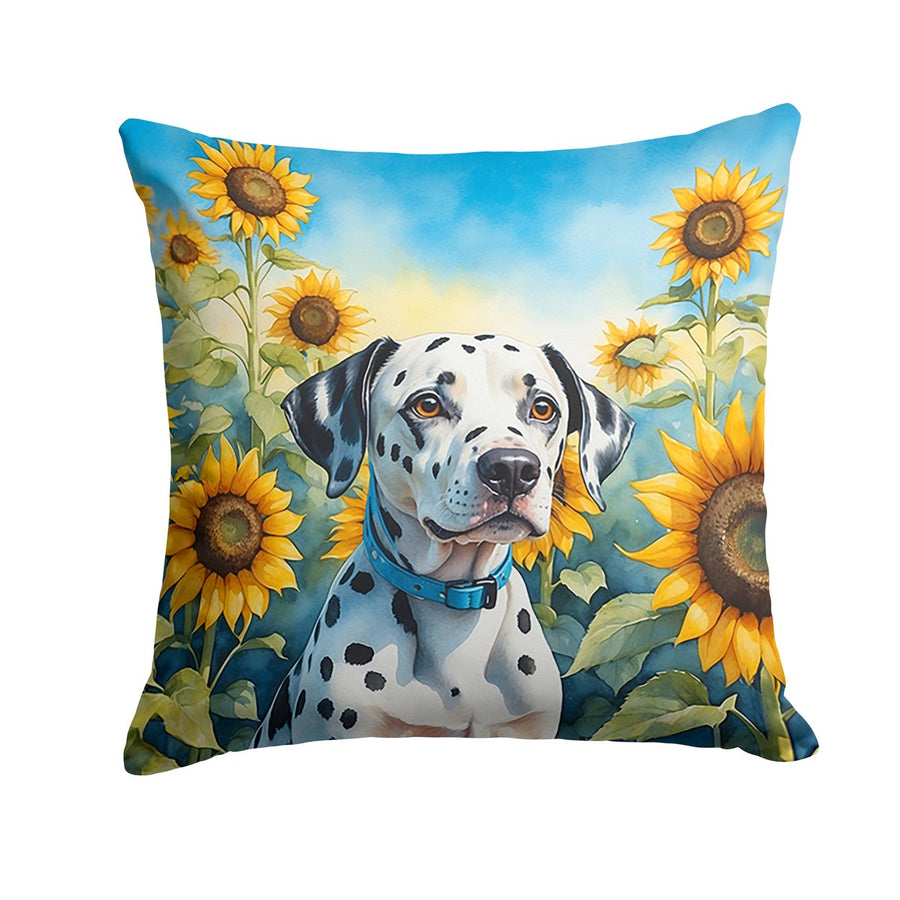 Dalmatian in Sunflowers Throw Pillow Image 1