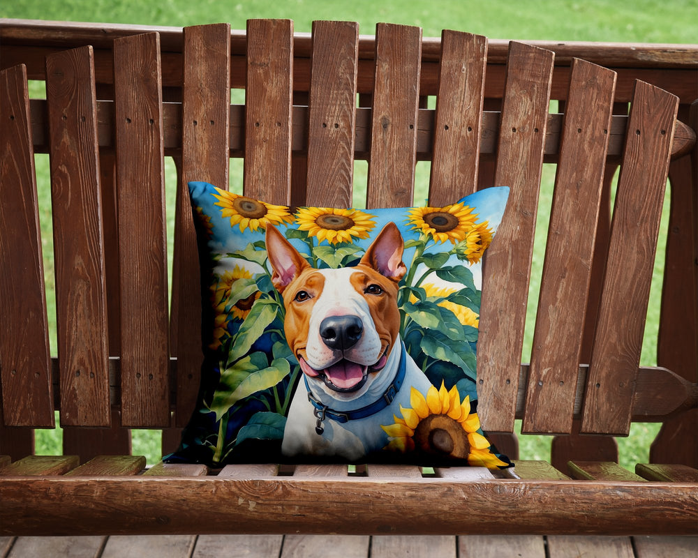 English Bull Terrier in Sunflowers Throw Pillow Image 2