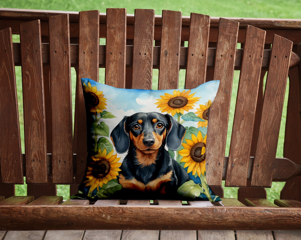 Dachshund in Sunflowers Throw Pillow Image 2