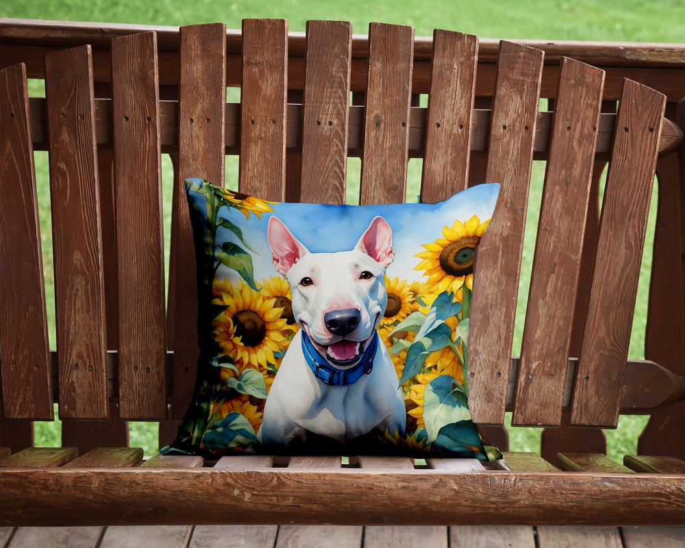 English Bull Terrier in Sunflowers Throw Pillow Image 2